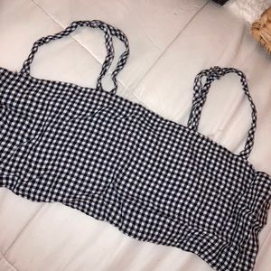 Checkered black and white crop top